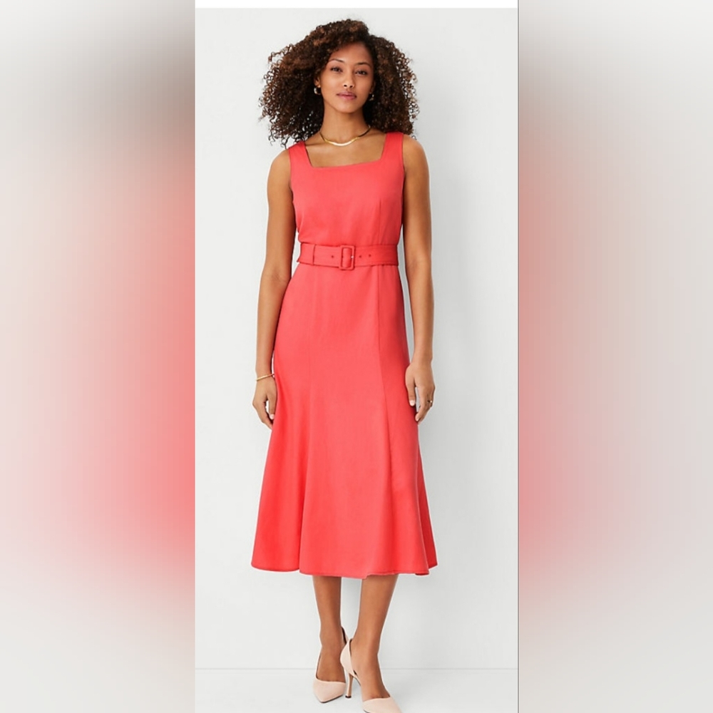 Ann Taylor Belted Flare Dress